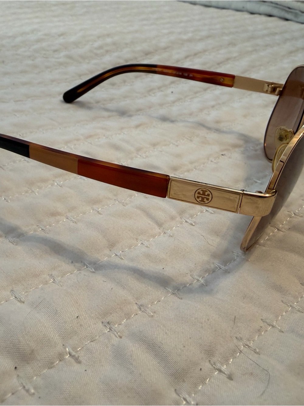 Tory Burch Gold Metal Sunglasses with Tortoiseshell Arms
